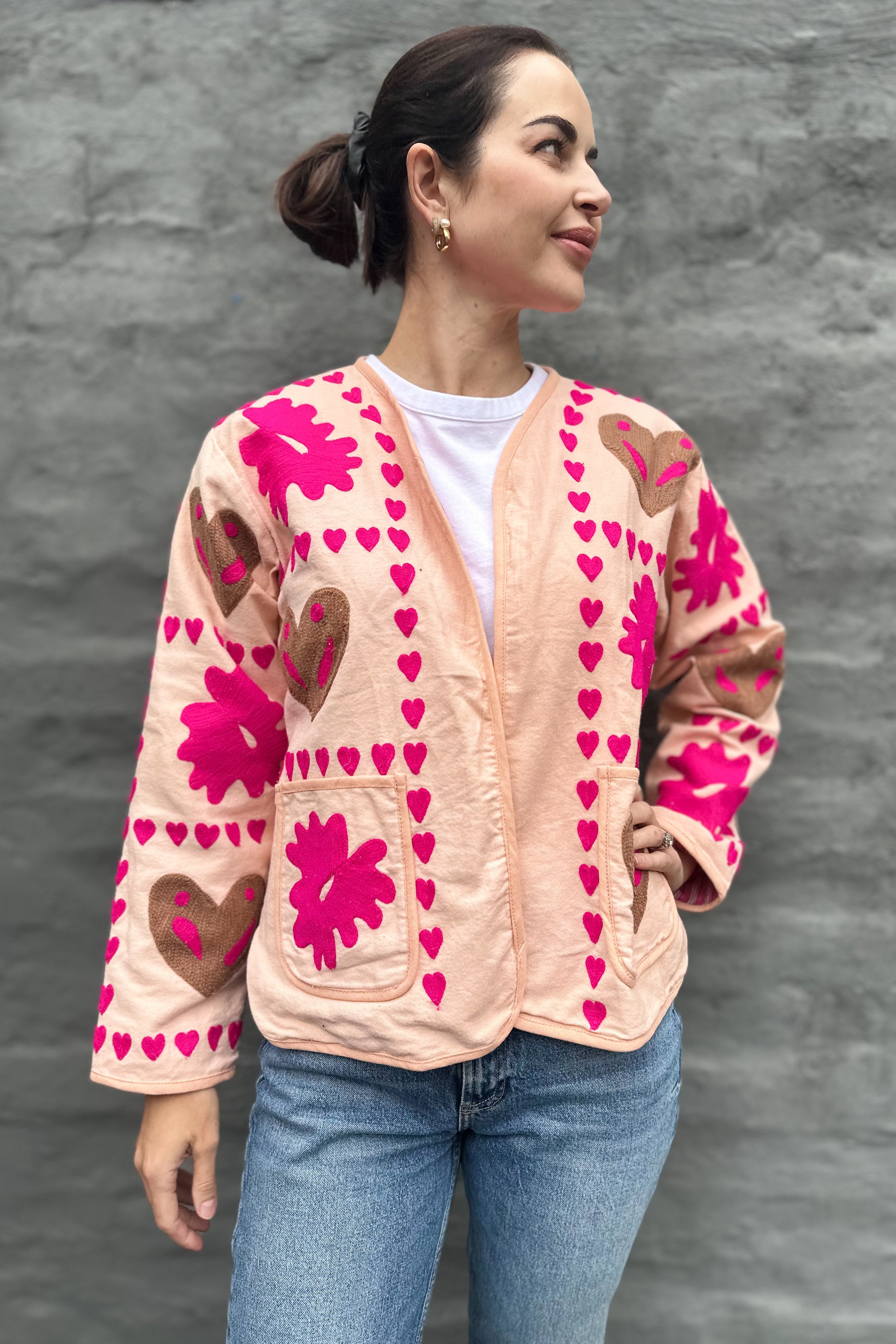 Cotton Love Jacket In Peachy Pink