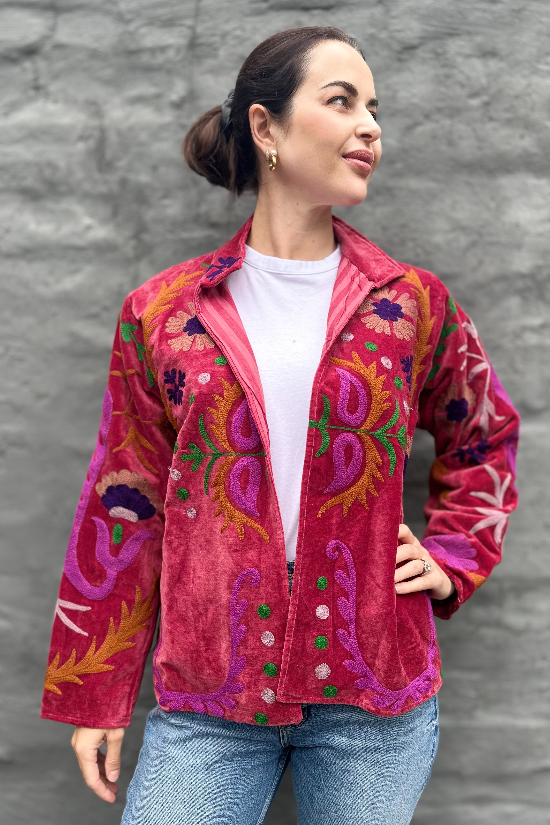 Velvet Love Jacket In Rouge