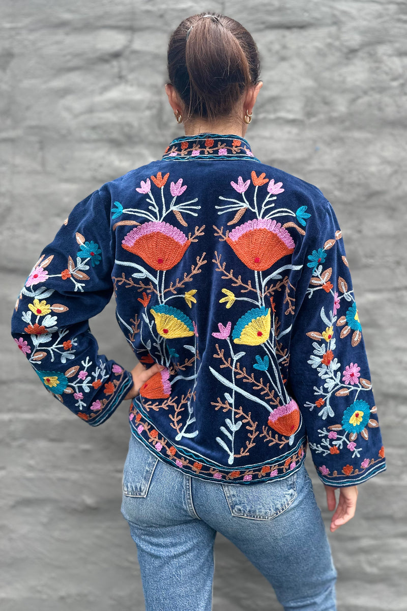 Velvet Suzani Jacket In Midnight