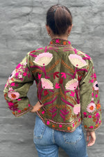 Velvet Suzani Jacket In Sage