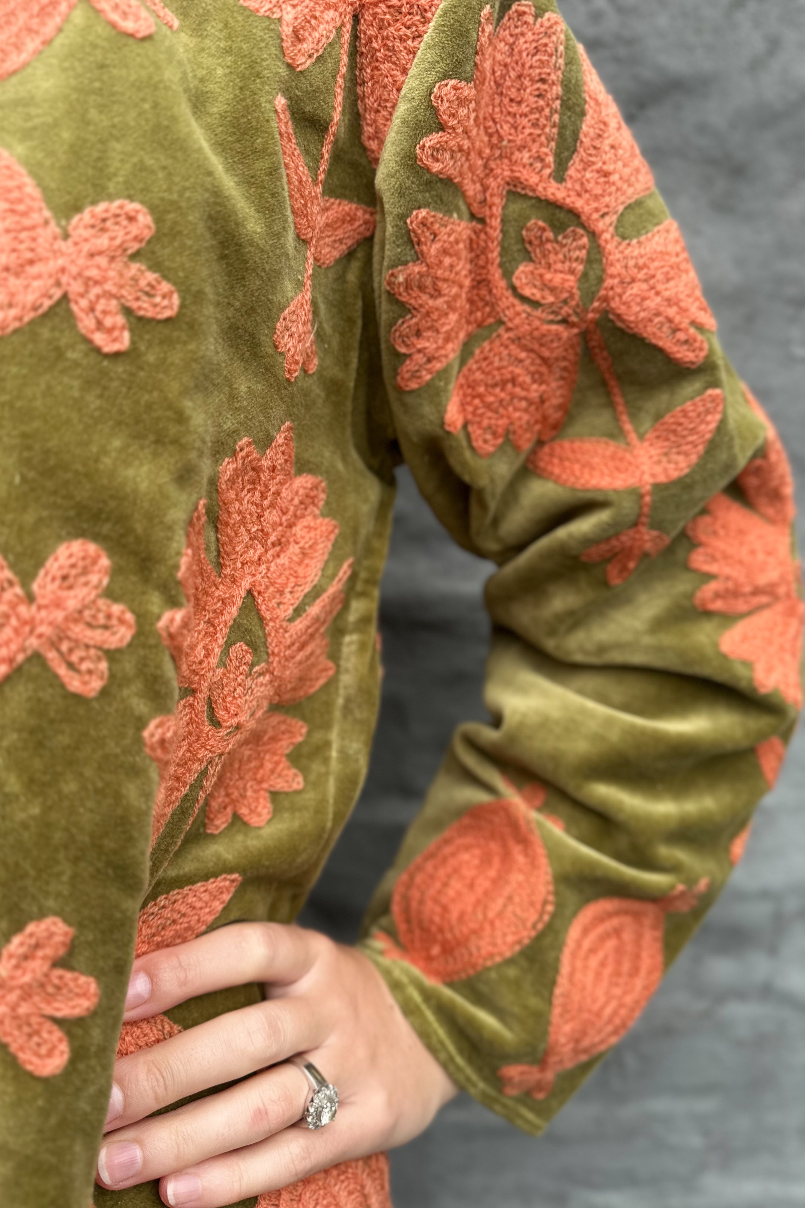 Poppy Velvet Jacket In Olive Sunset