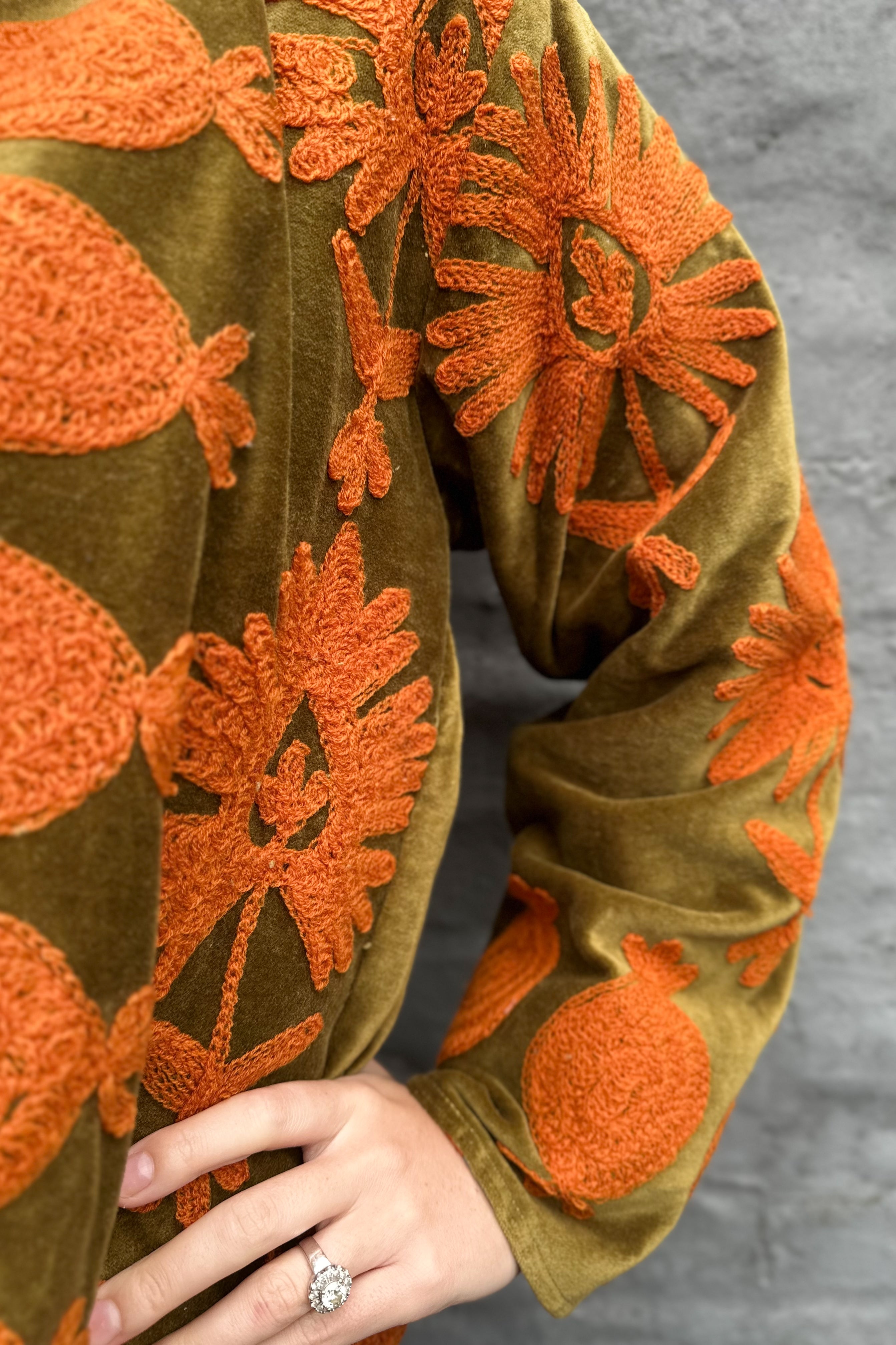 Poppy Velvet Jacket In Burnt Olive