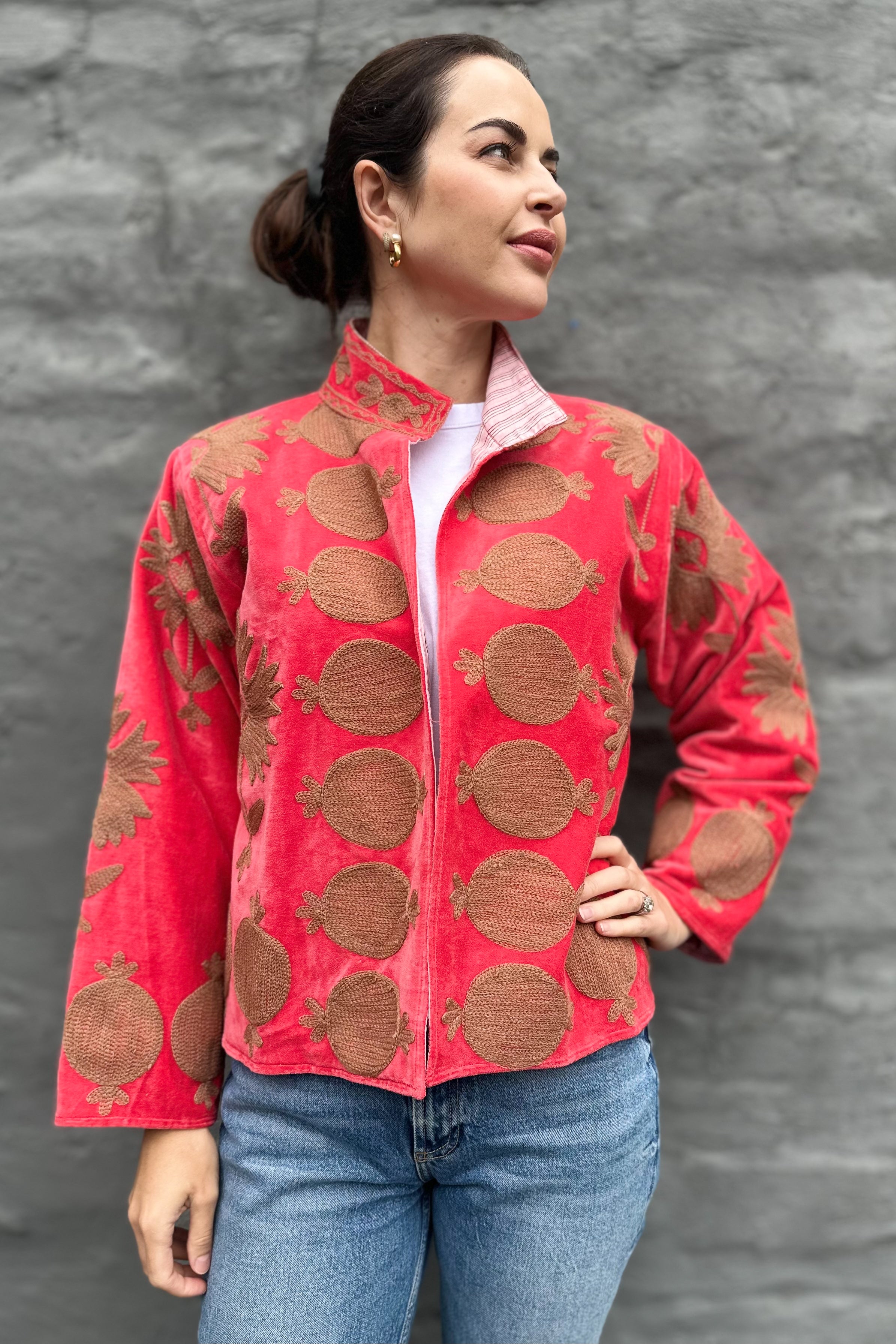 Poppy Velvet Jacket In Tangerine Mocha