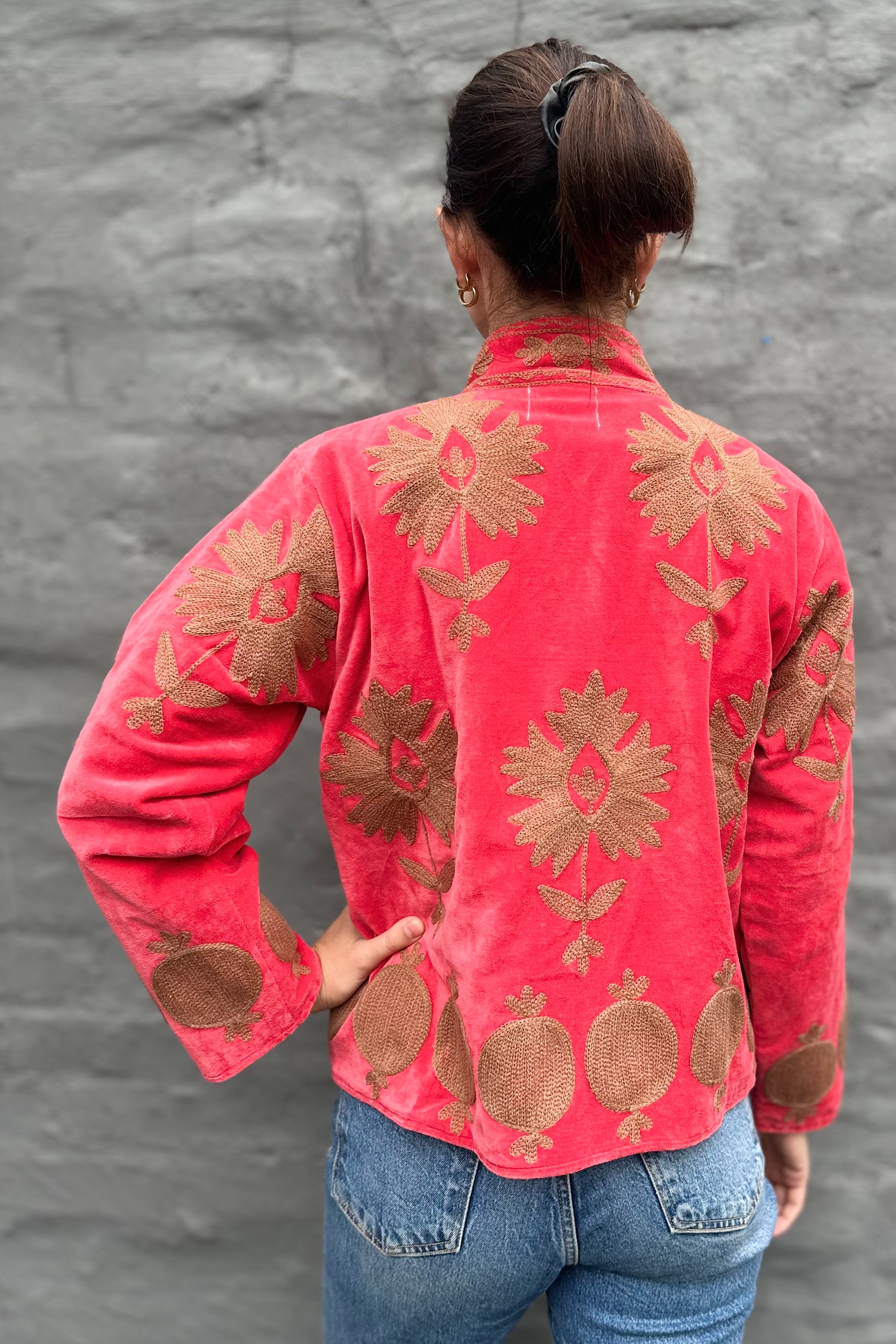 Poppy Velvet Jacket In Tangerine Mocha