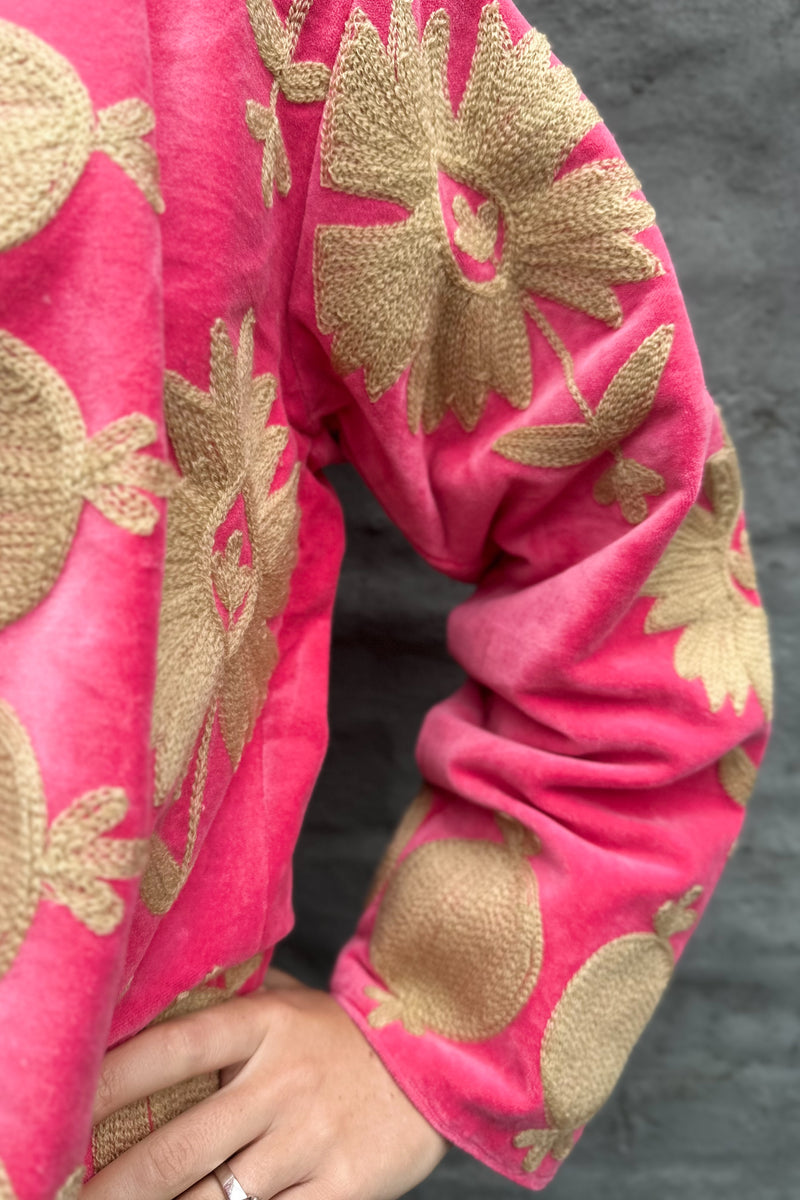 Poppy Velvet Jacket In Rosey Pink