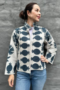 Poppy Velvet Jacket In Icey Slate