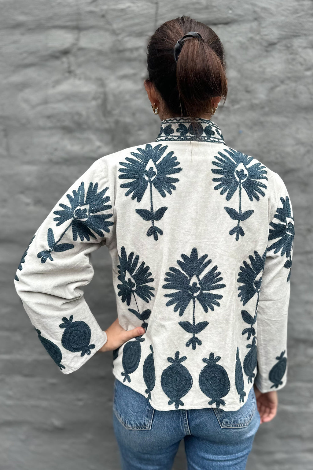 Poppy Velvet Jacket In Icey Slate