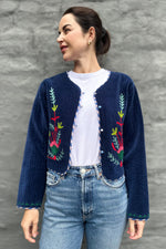 Quilted Velvet Jacket In Navy