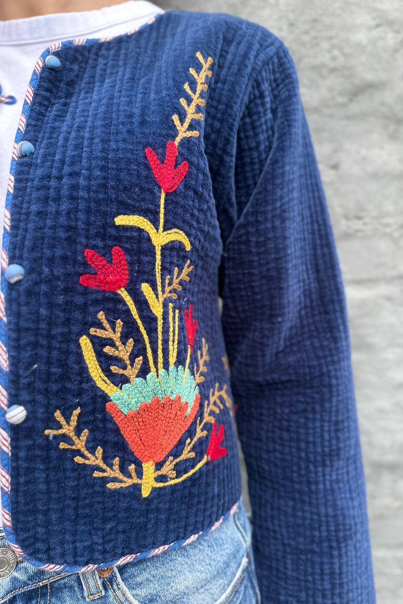 Quilted Velvet Jacket In Midnight