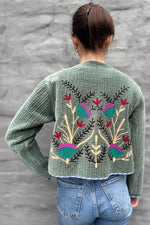 Quilted Velvet Jacket In Moss