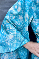 Upcycled Silk Sari Kimono In Turquoise Watercolour