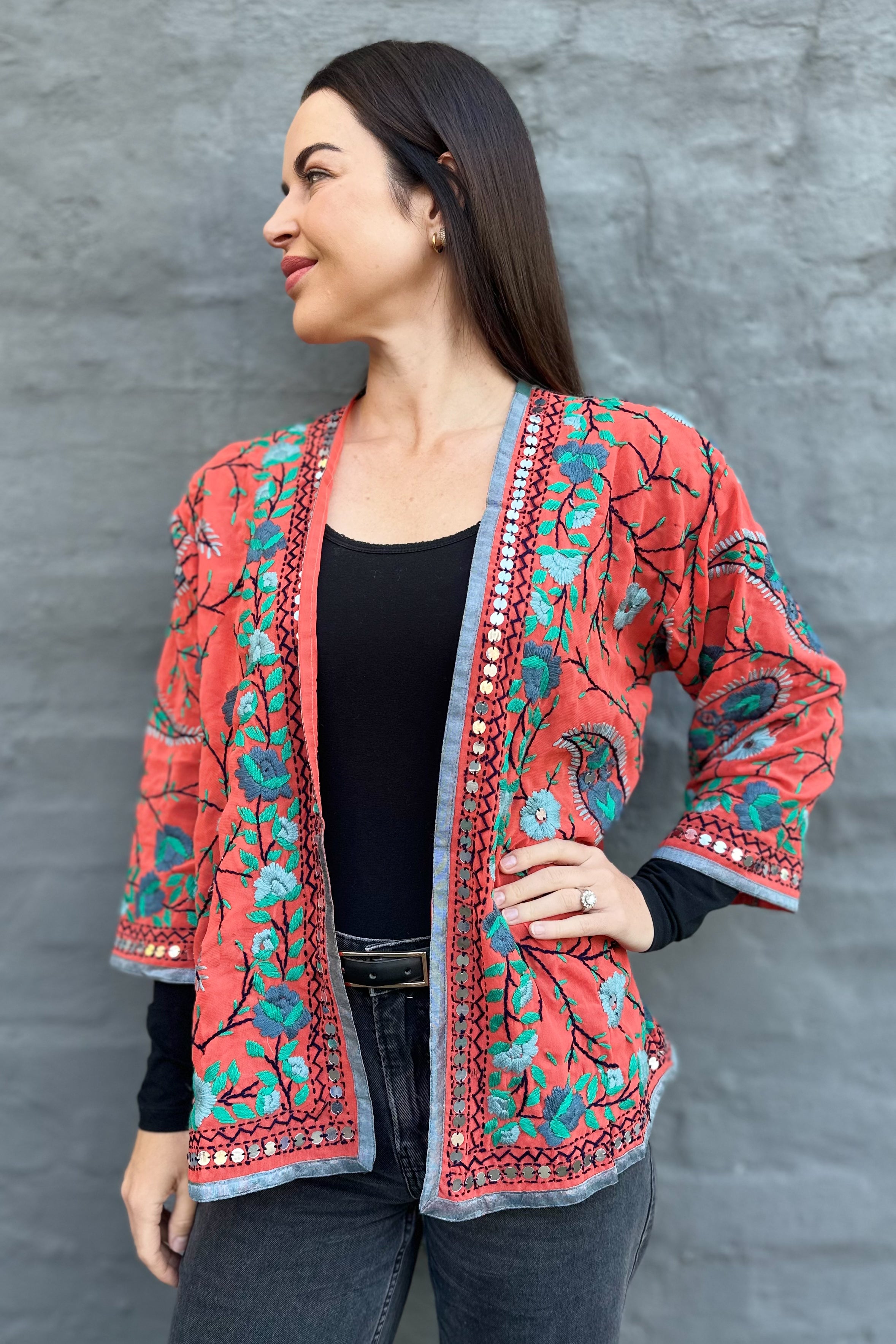 Phulkari Jacket In Pumpkin Paisley