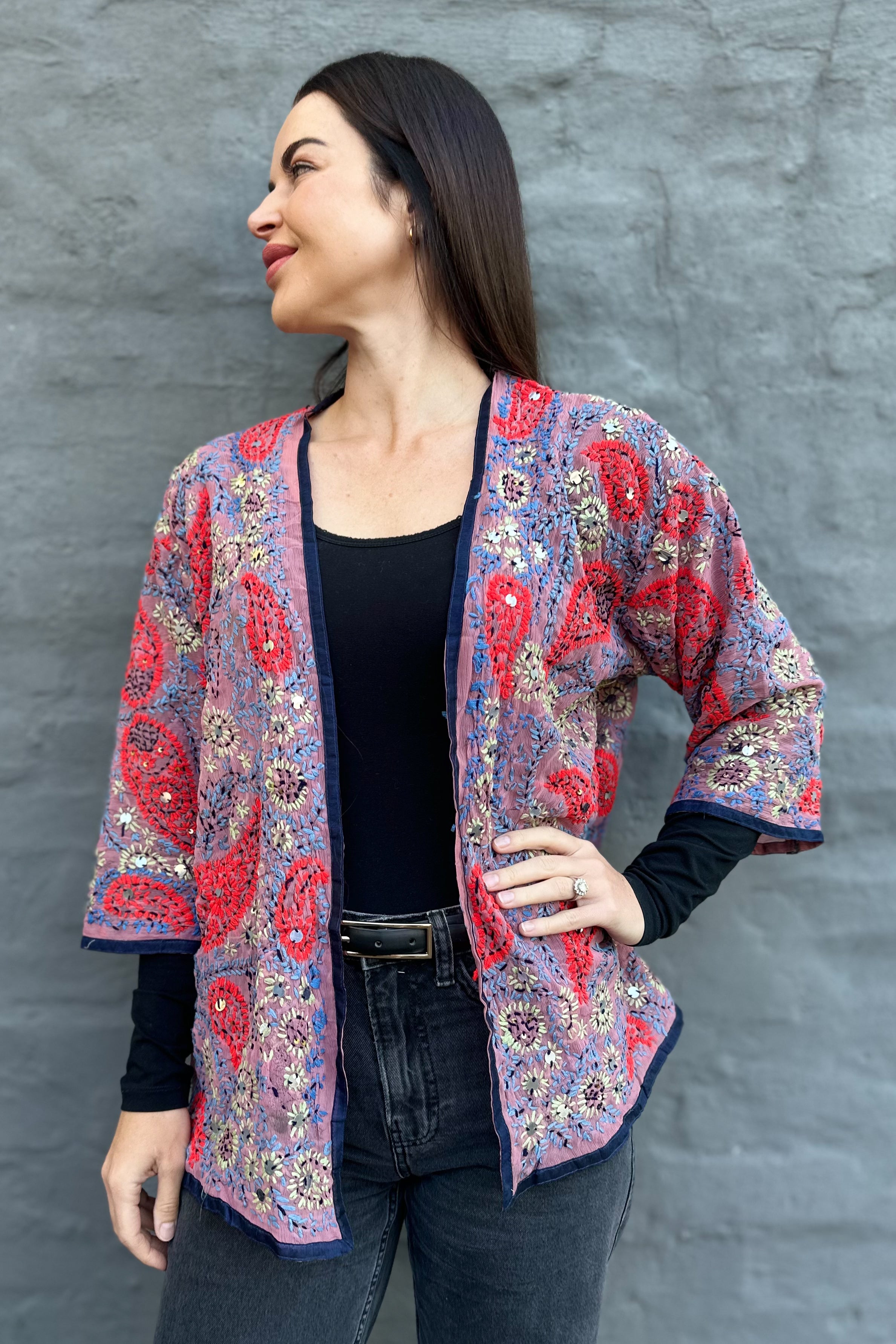 Phulkari Jacket In Lilac Paisley