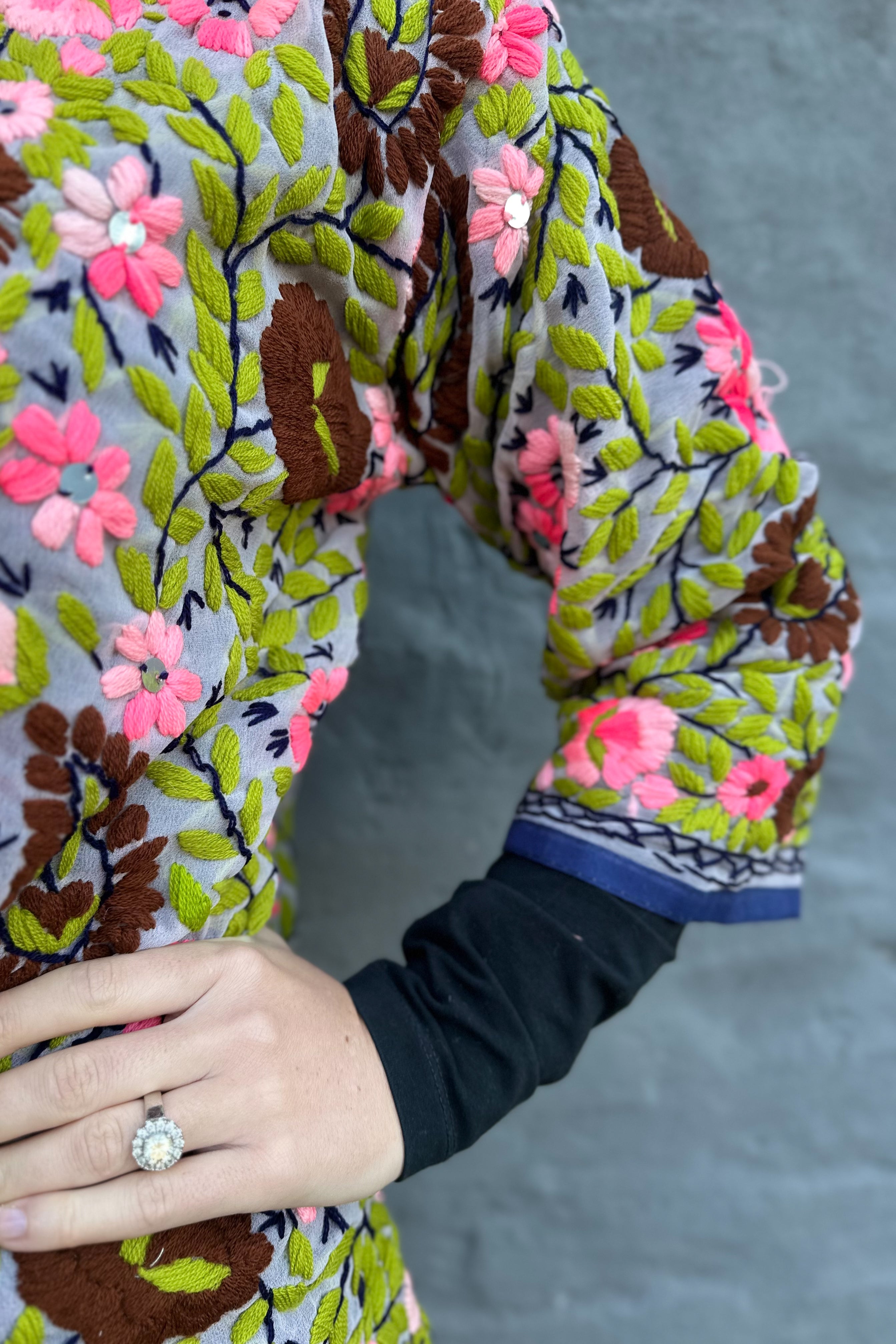 Phulkari Jacket In Chocolatey Pink