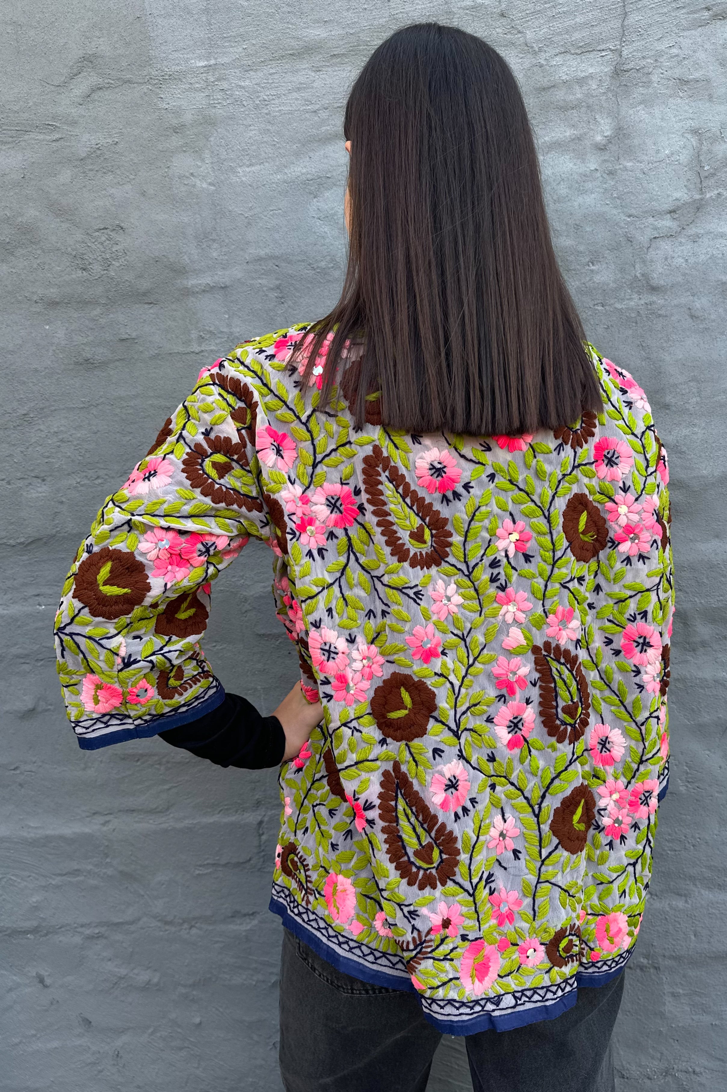 Phulkari Jacket In Chocolatey Pink