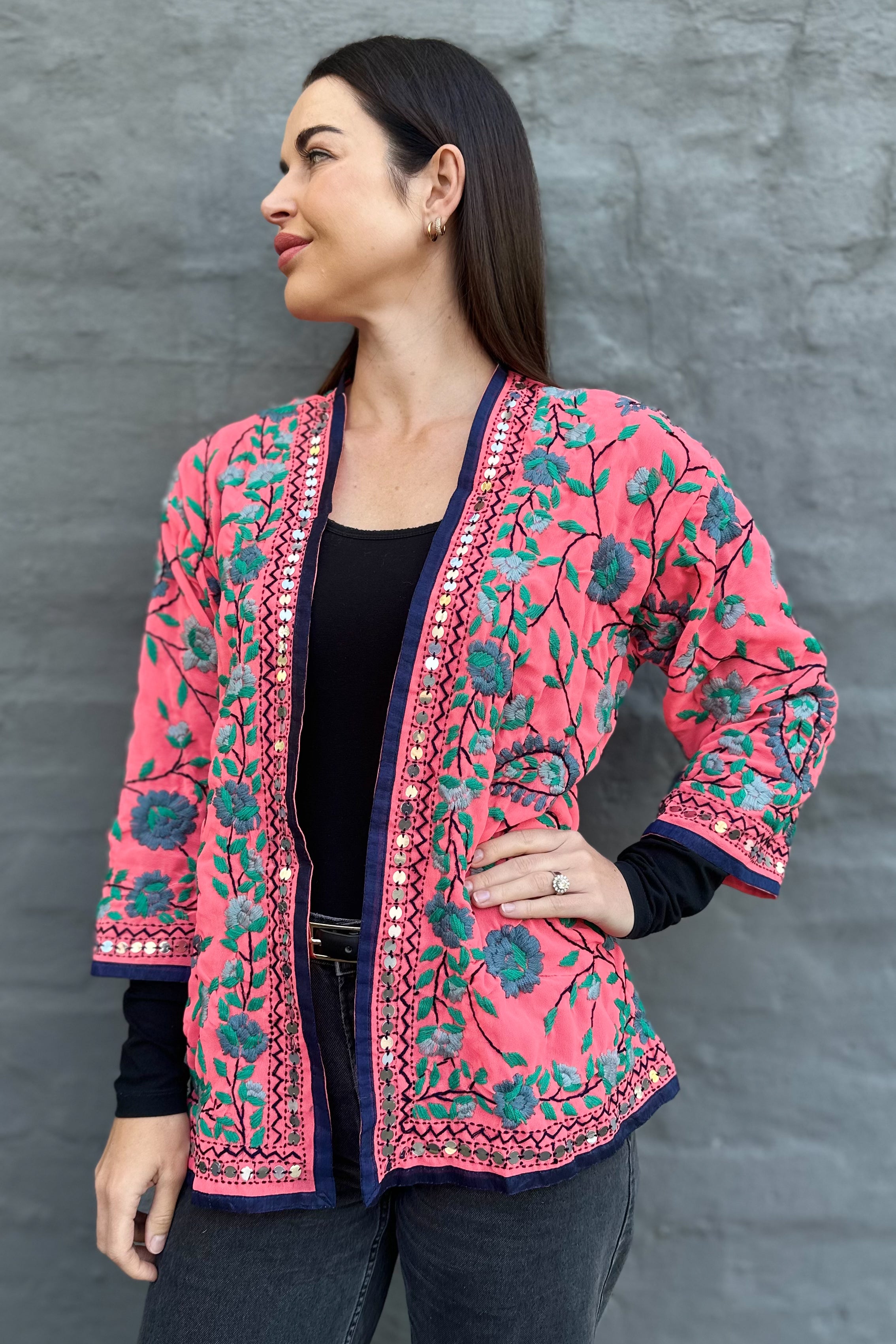 Phulkari Jacket In Pinky Paisley