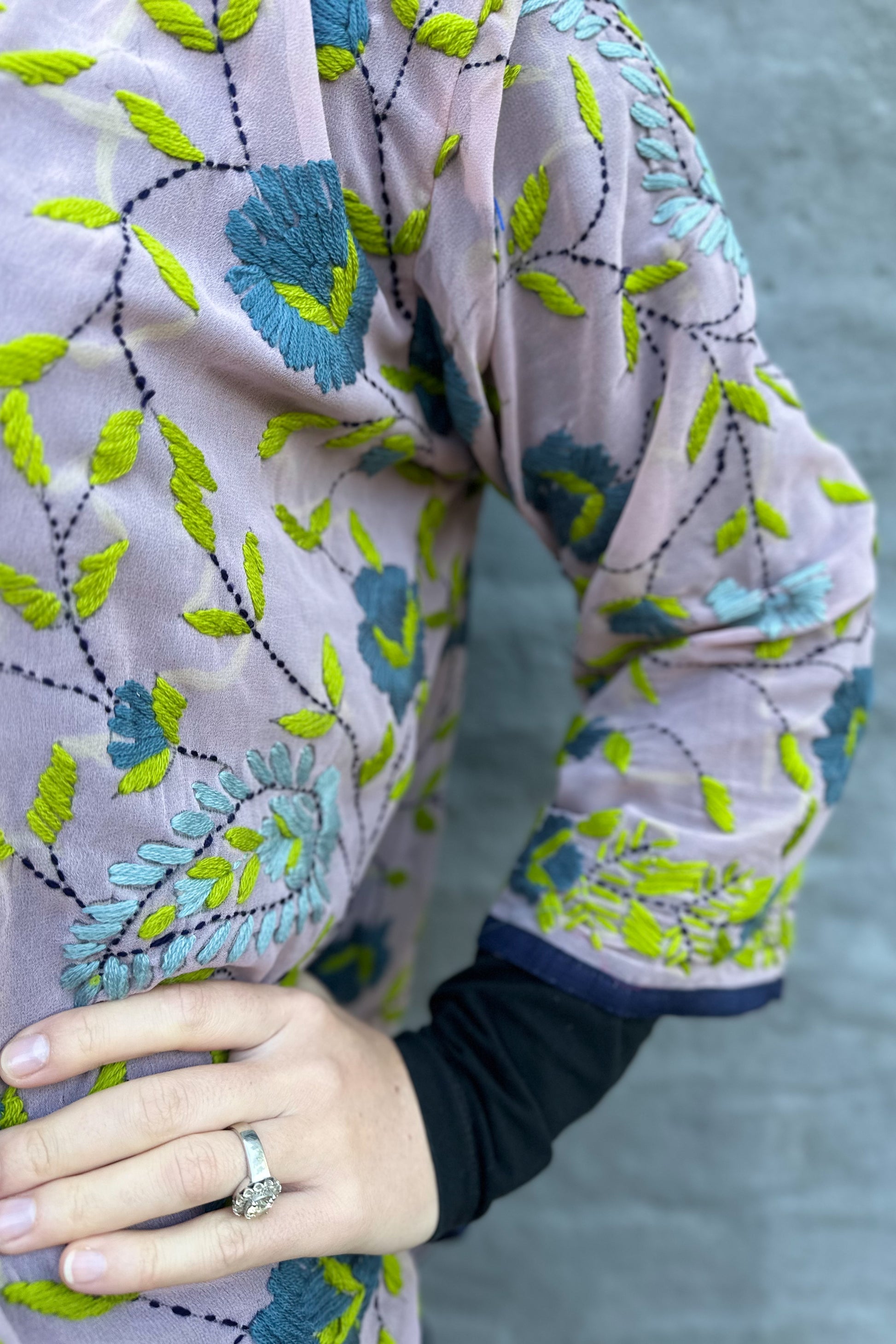 Phulkari Jacket In Mauve Vine