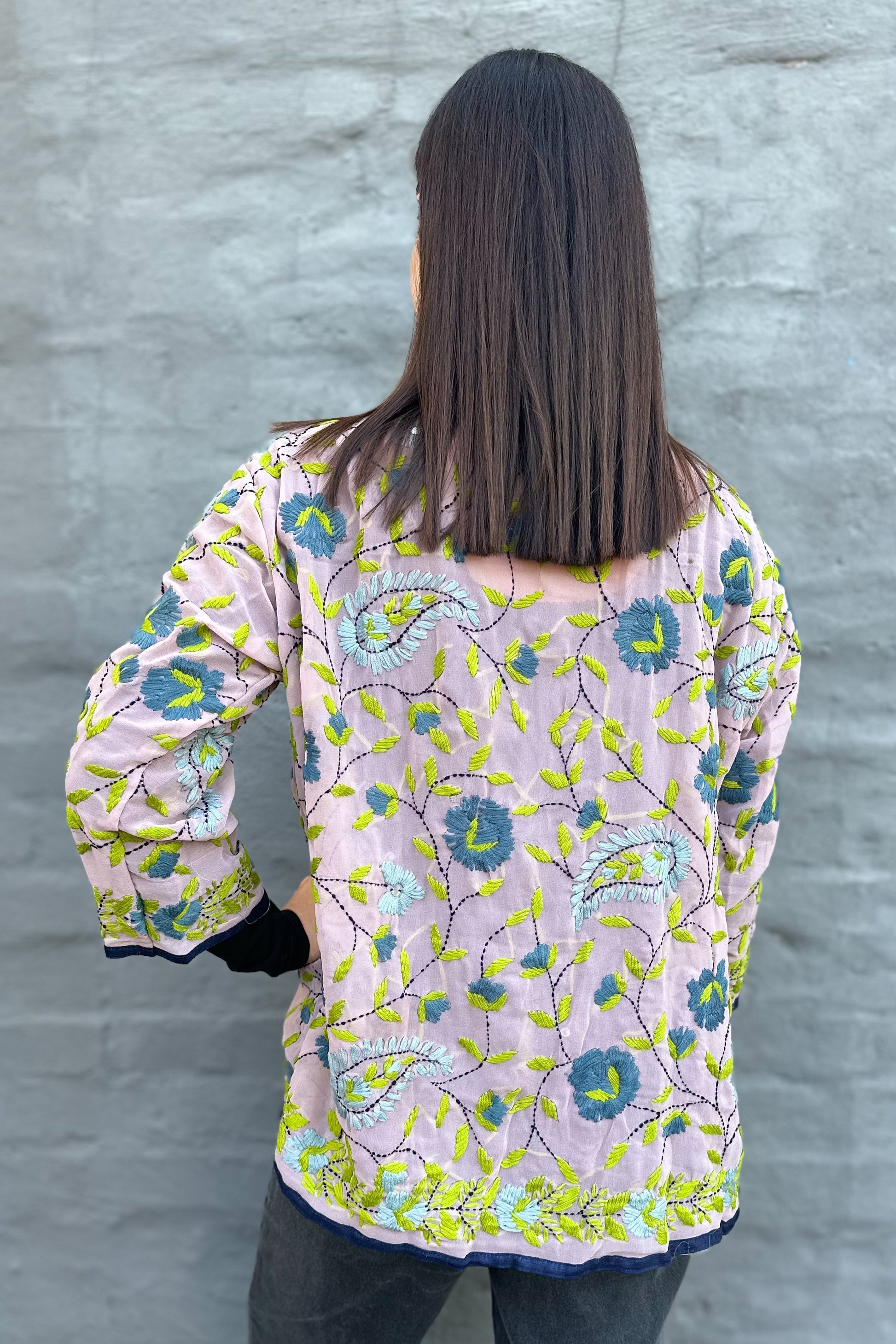 Phulkari Jacket In Mauve Vine