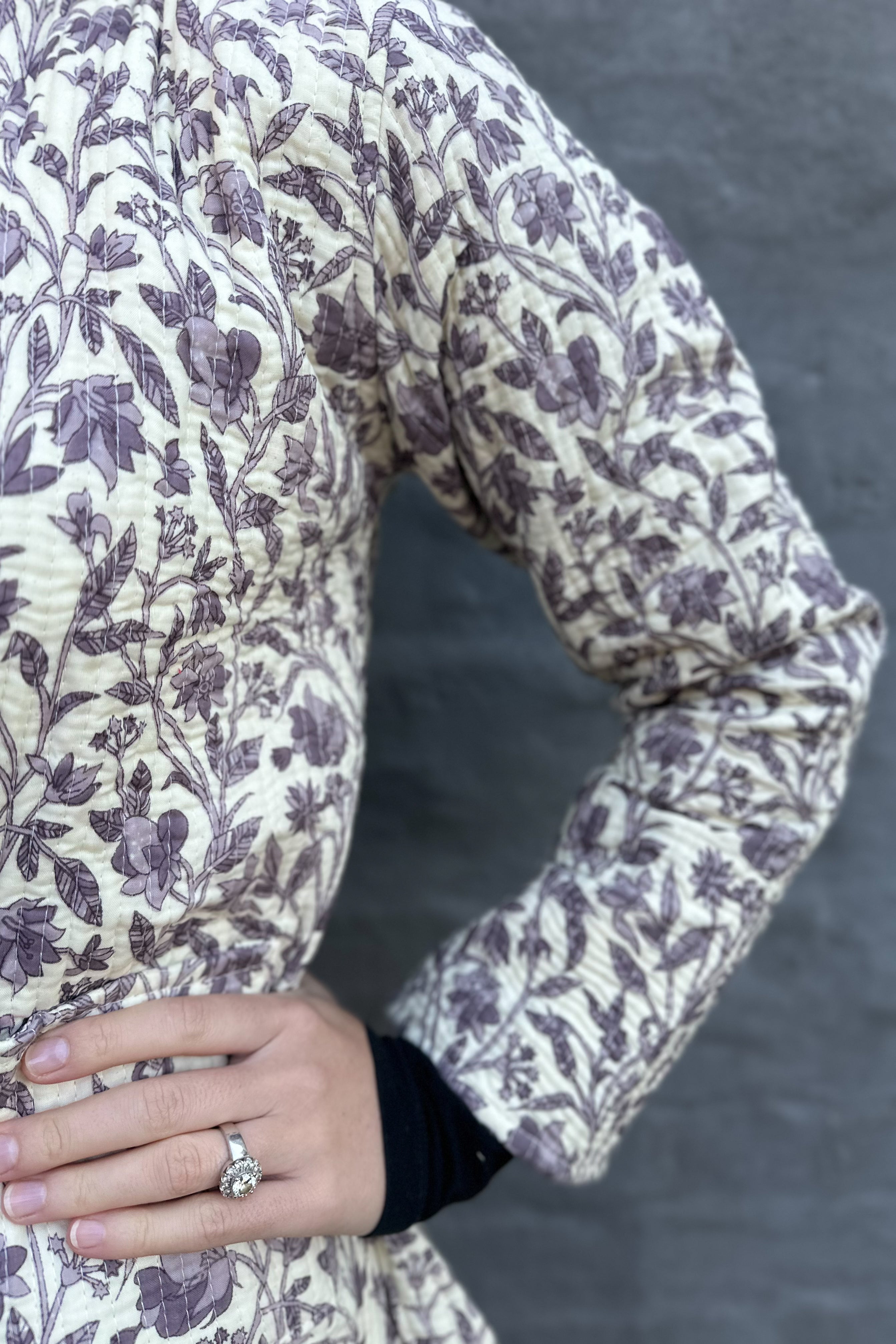 Quilted Cotton Jacket In Mauve Floral