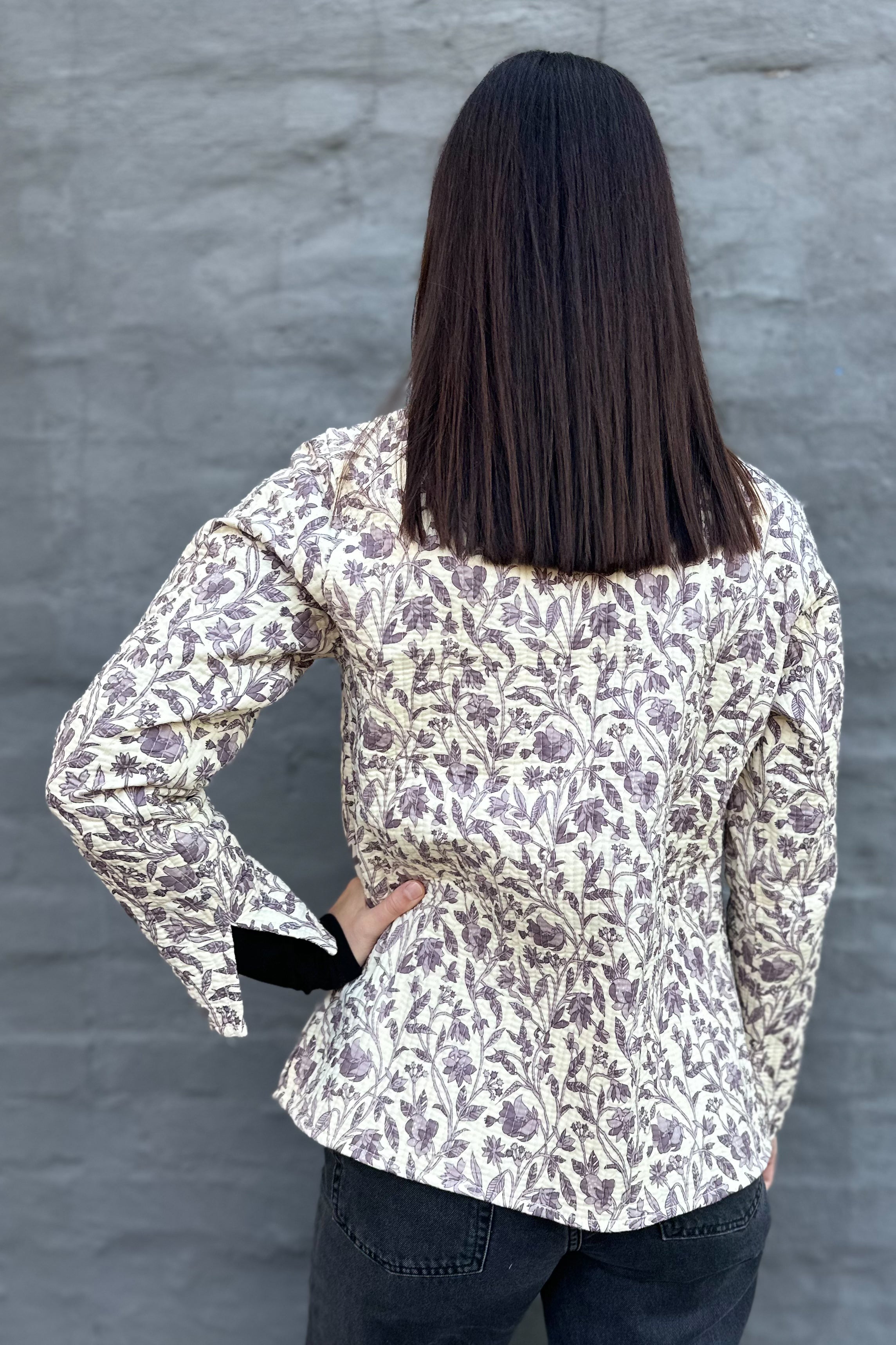 Quilted Cotton Jacket In Mauve Floral