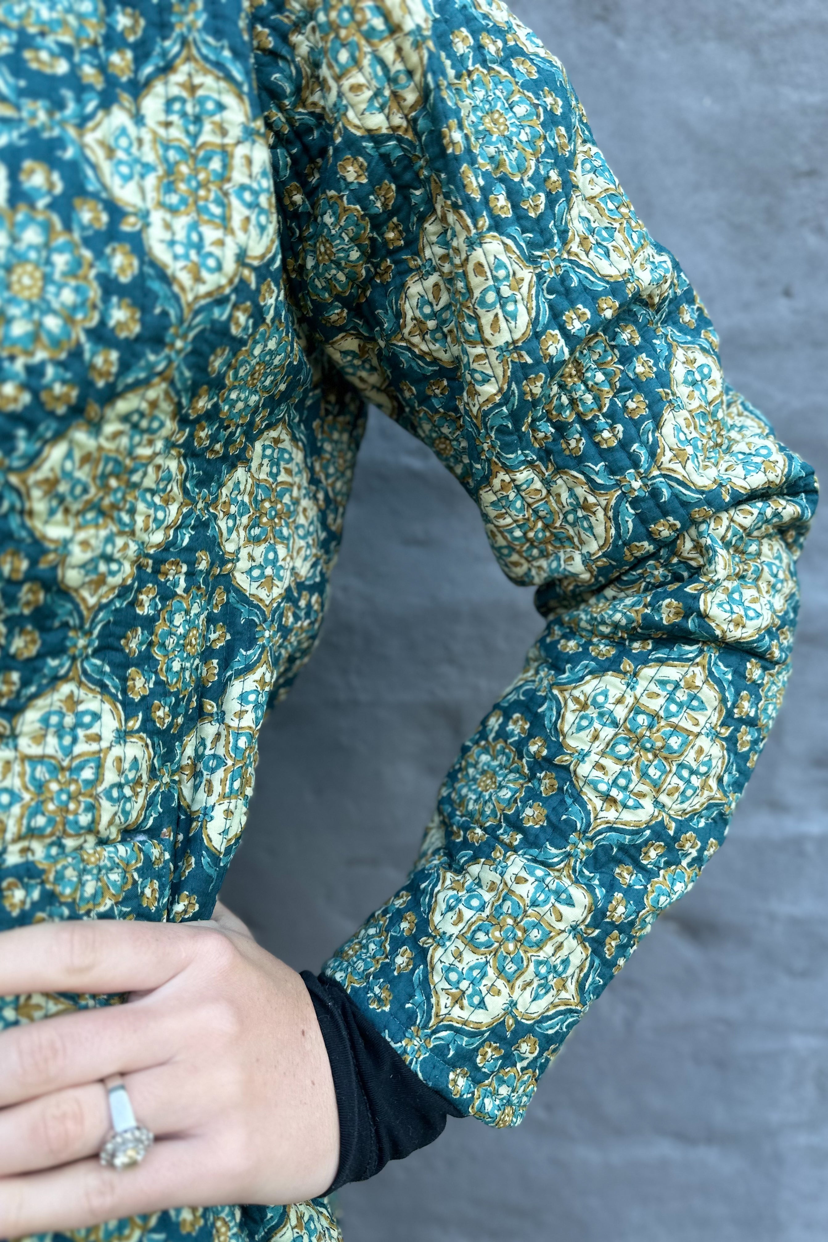 Quilted Cotton Jacket In Vintage Teal