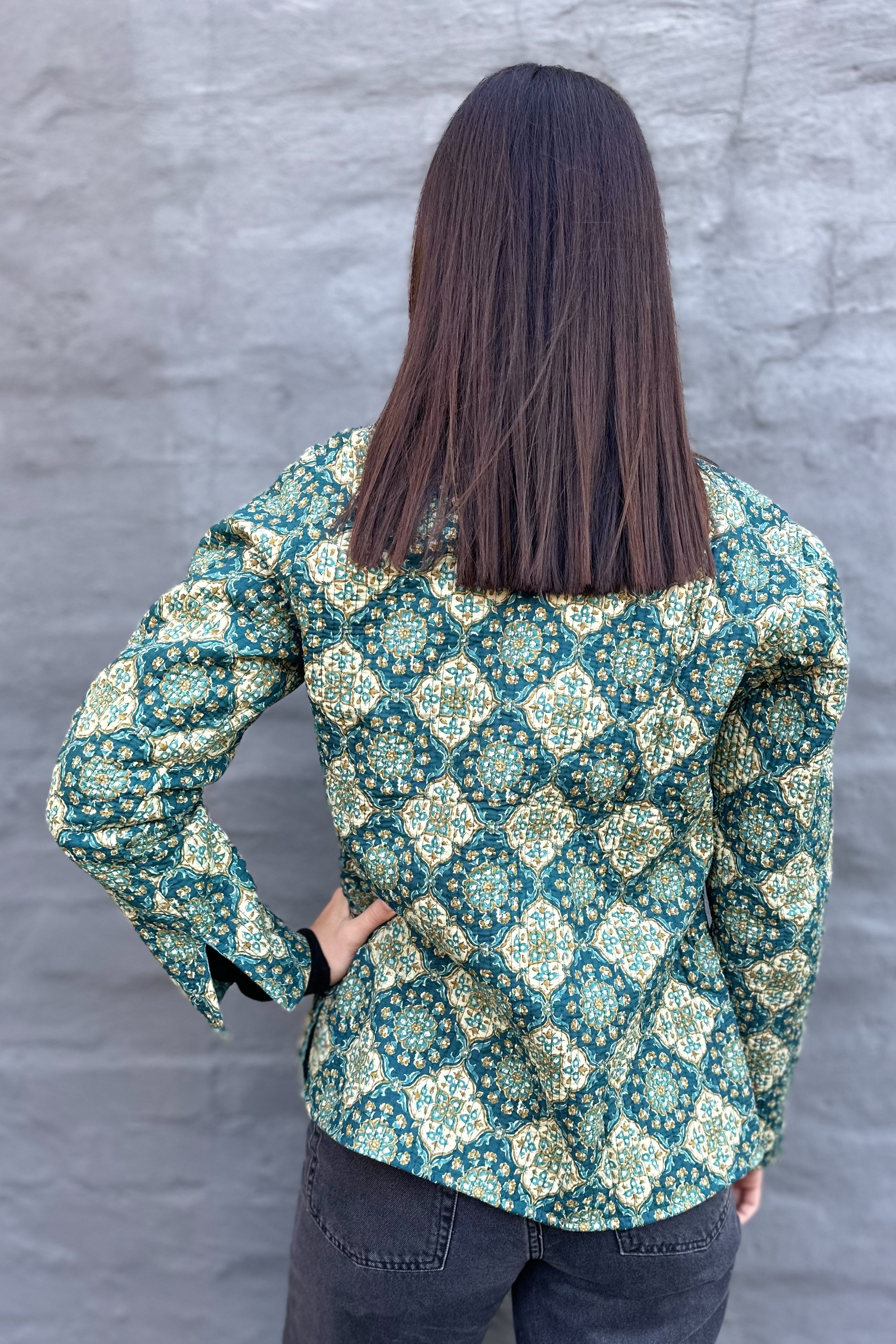 Quilted Cotton Jacket In Vintage Teal