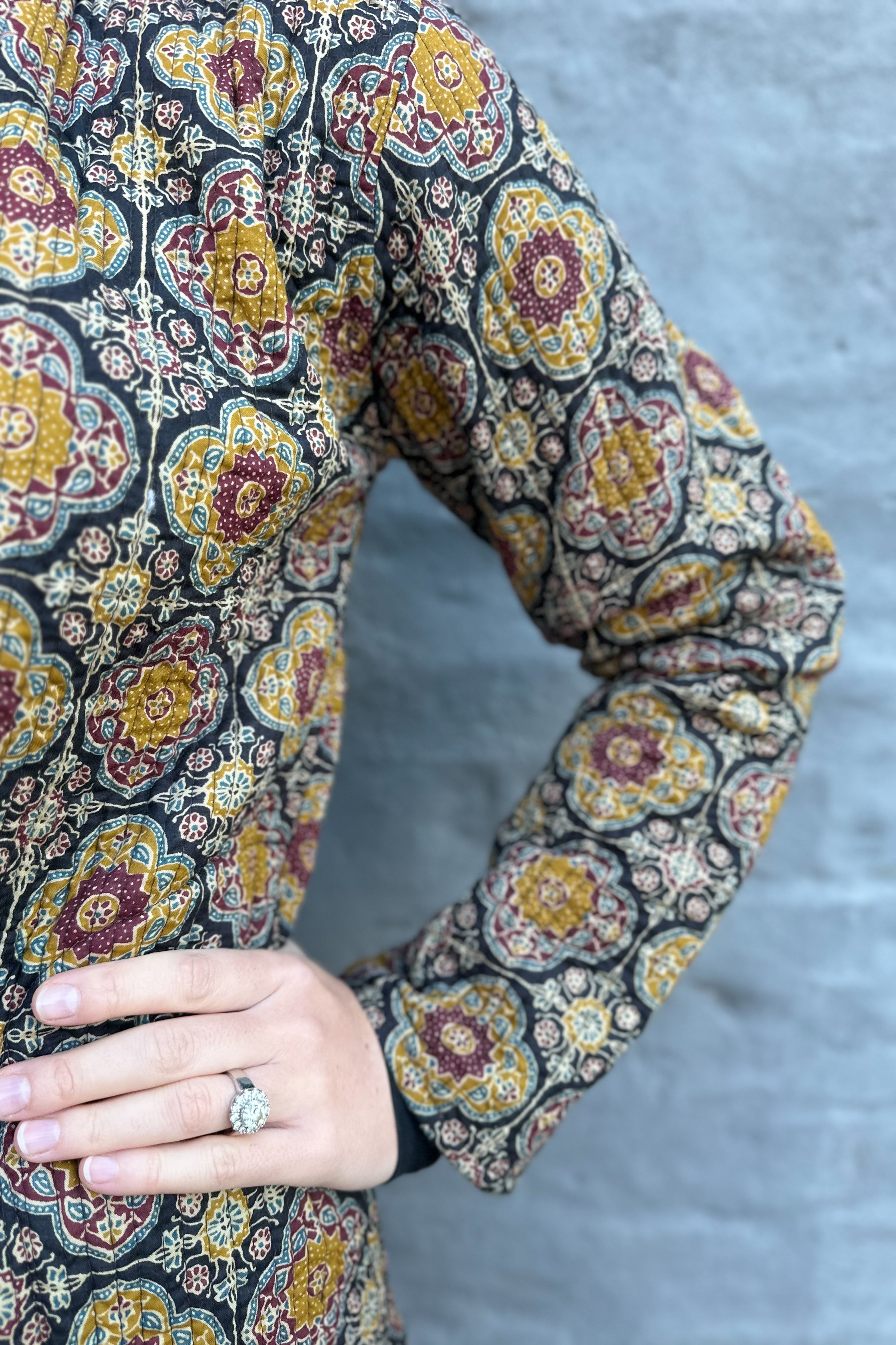 Quilted Cotton Coat In Moroccan Ebony