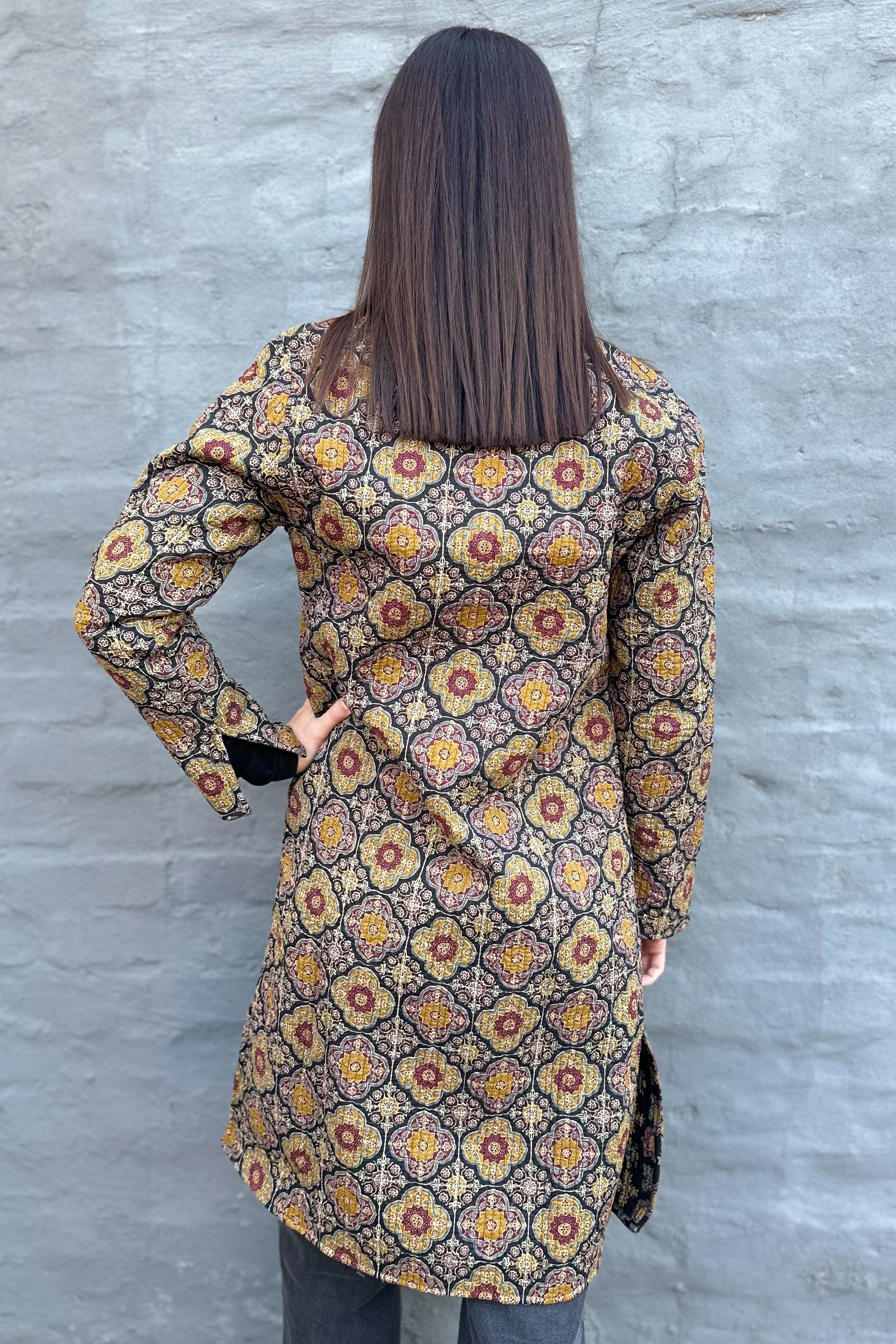 Quilted Cotton Coat In Moroccan Ebony