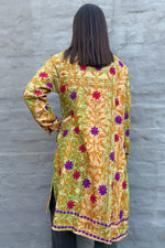 Embroidered Kantha Jacket In Purple & Ruby Daisy