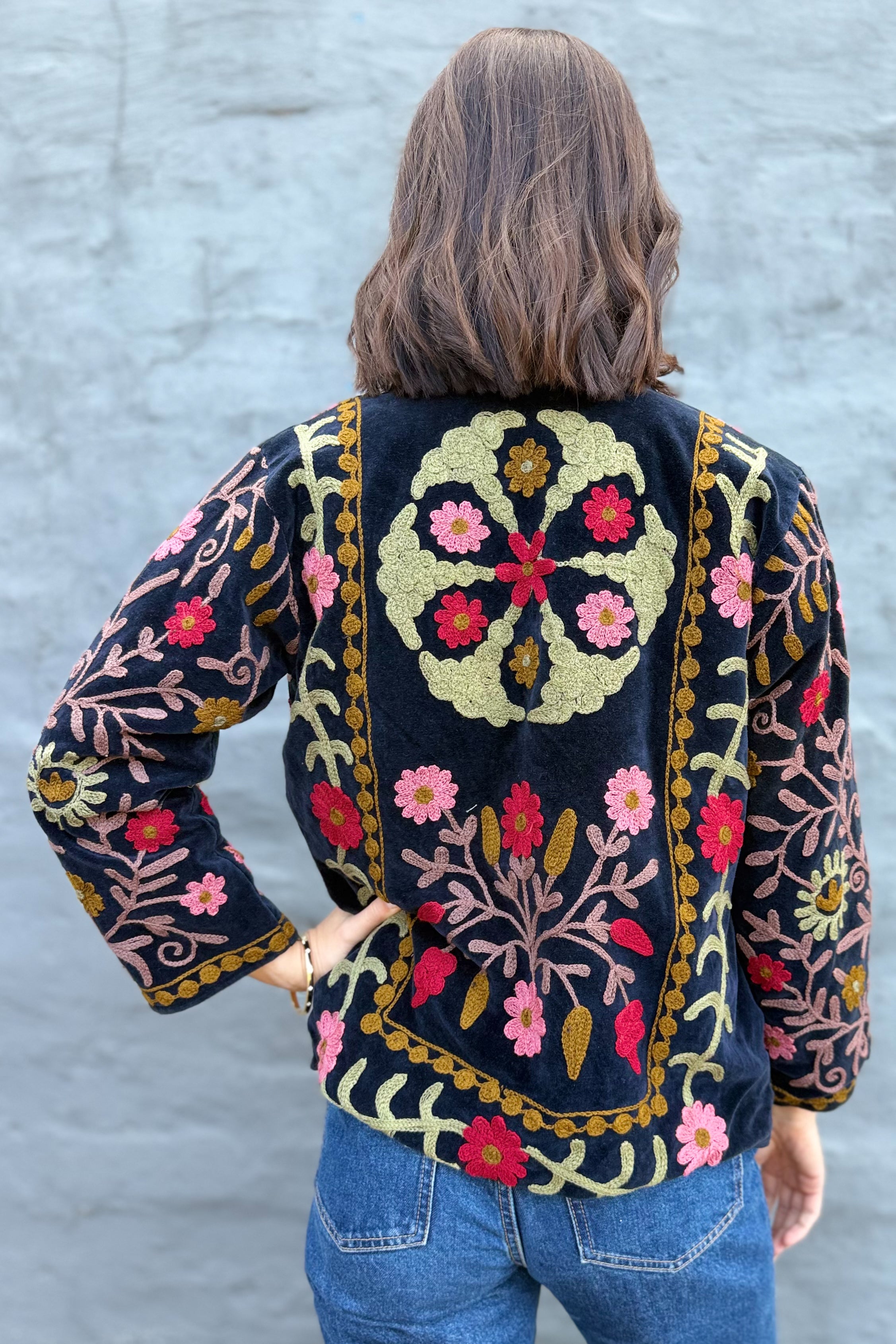 Velvet Suzani Jacket In Sable