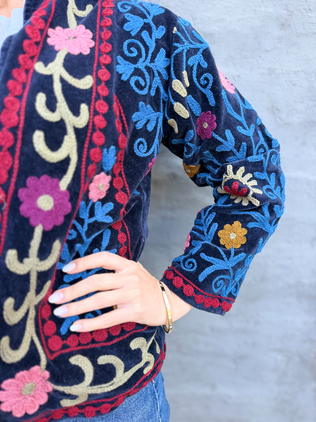 Velvet Suzani Jacket In Ink