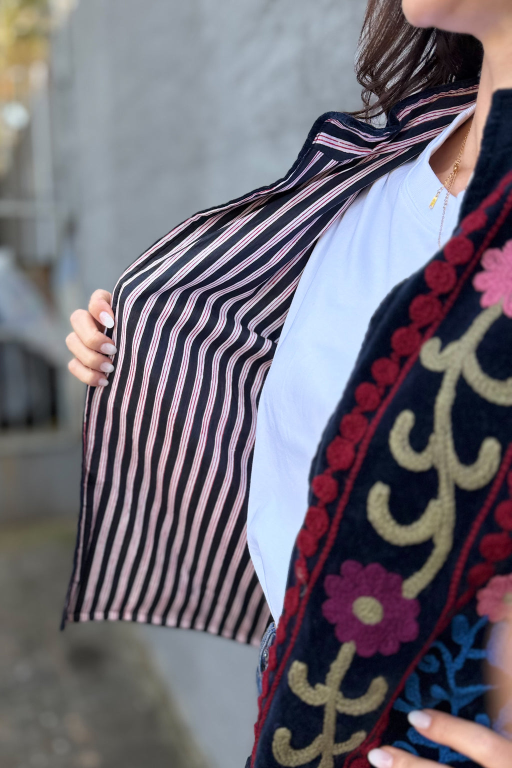 Velvet Suzani Jacket In Ink