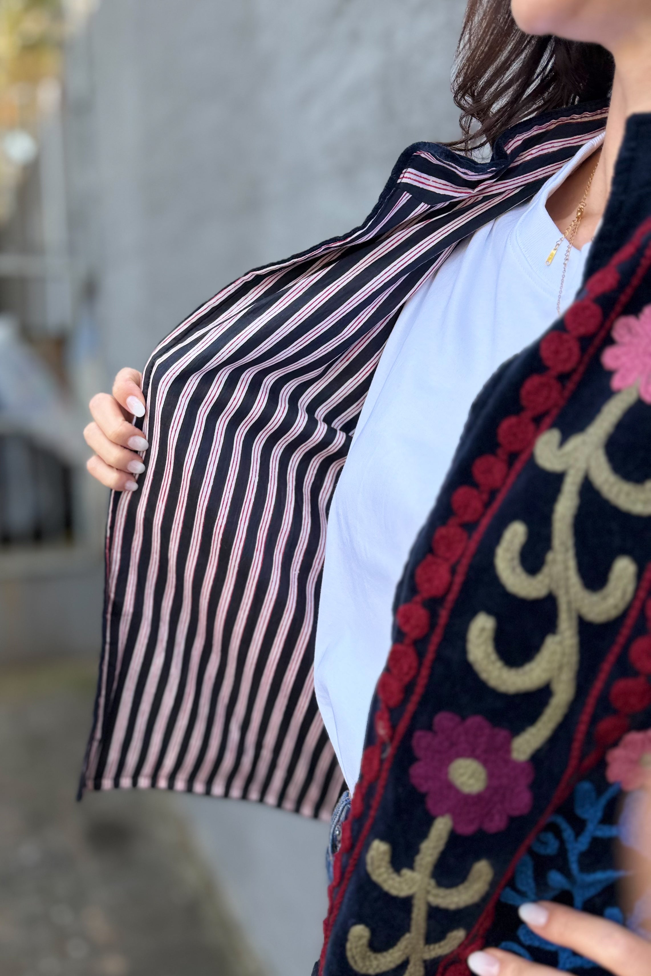 Velvet Suzani Jacket In Ink