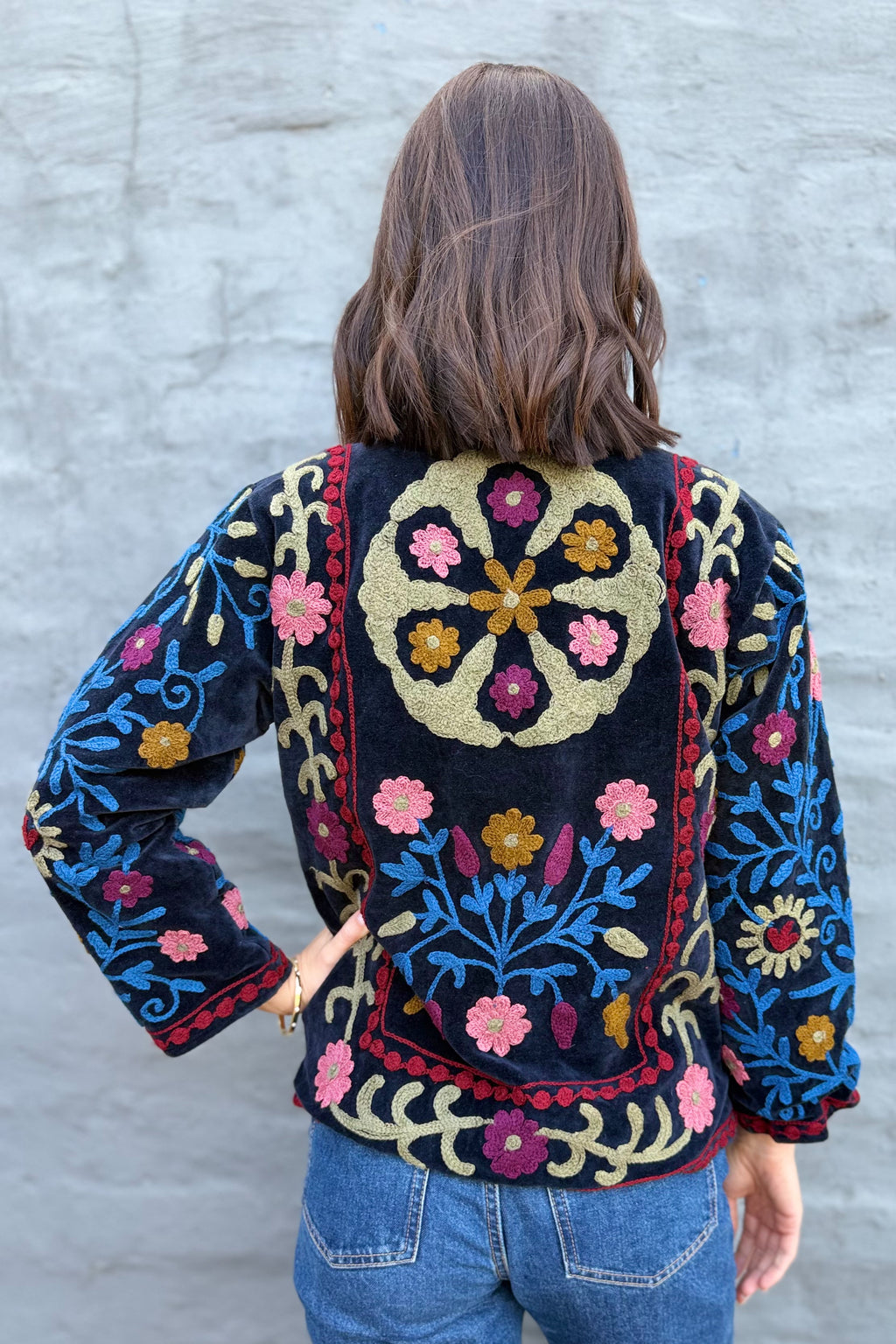 Velvet Suzani Jacket In Ink