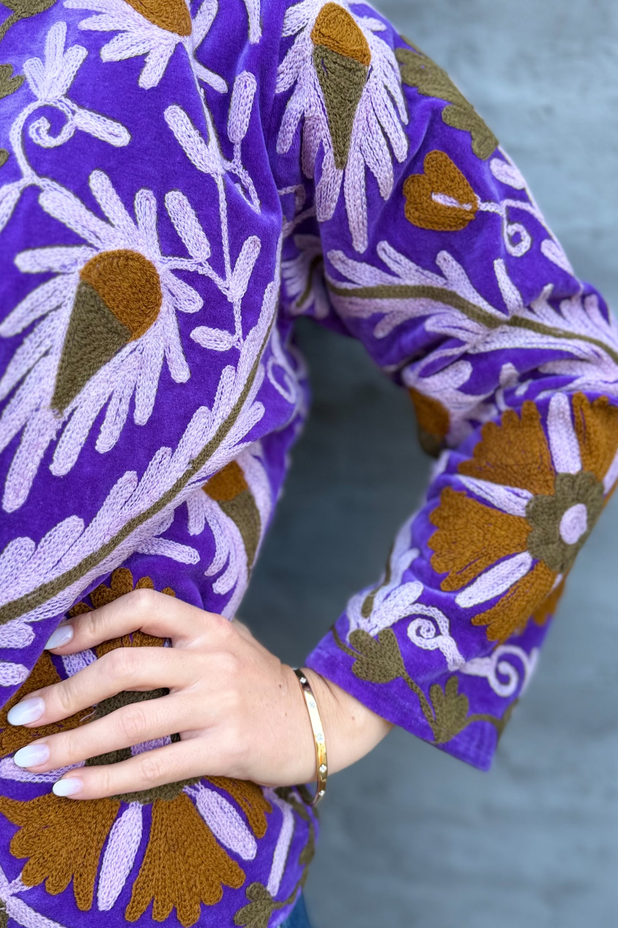 Velvet Suzani Jacket In Grape