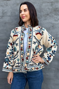 Cotton Suzani Jacket In Cool Ice