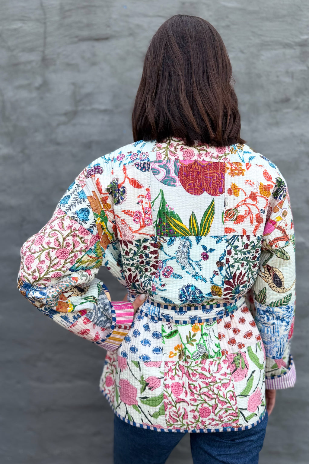 Patchwork Quilted Cotton Jacket In White
