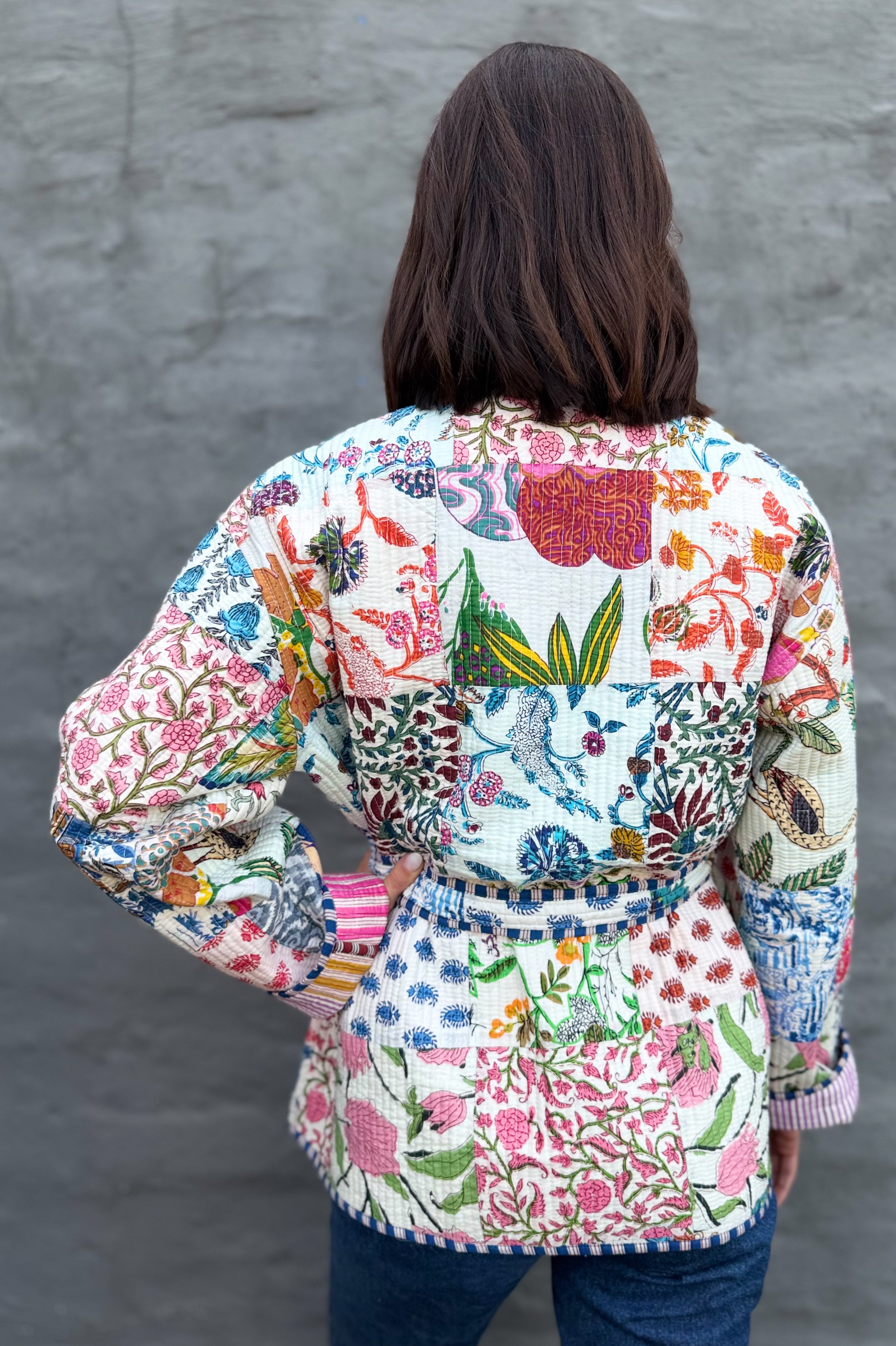 Patchwork Quilted Cotton Jacket In White