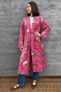 Velvet Kimono In Fuchsia Botanical
