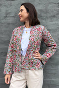 Quilted Cotton Jacket In Burgundy Rose