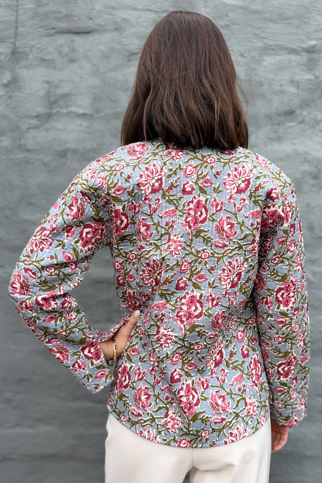 Quilted Cotton Jacket In Burgundy Rose