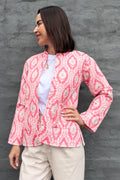 Quilted Cotton Jacket In Pink Sparkle