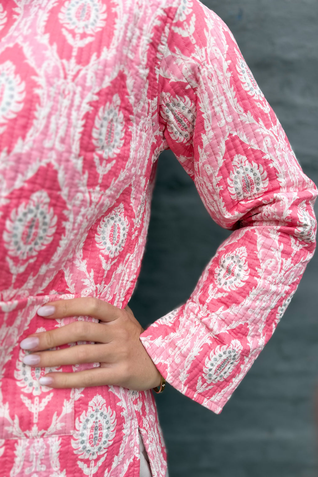 Quilted Cotton Jacket In Pink Sparkle