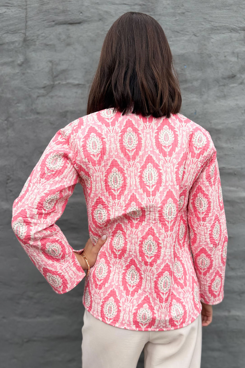 Quilted Cotton Jacket In Pink Sparkle