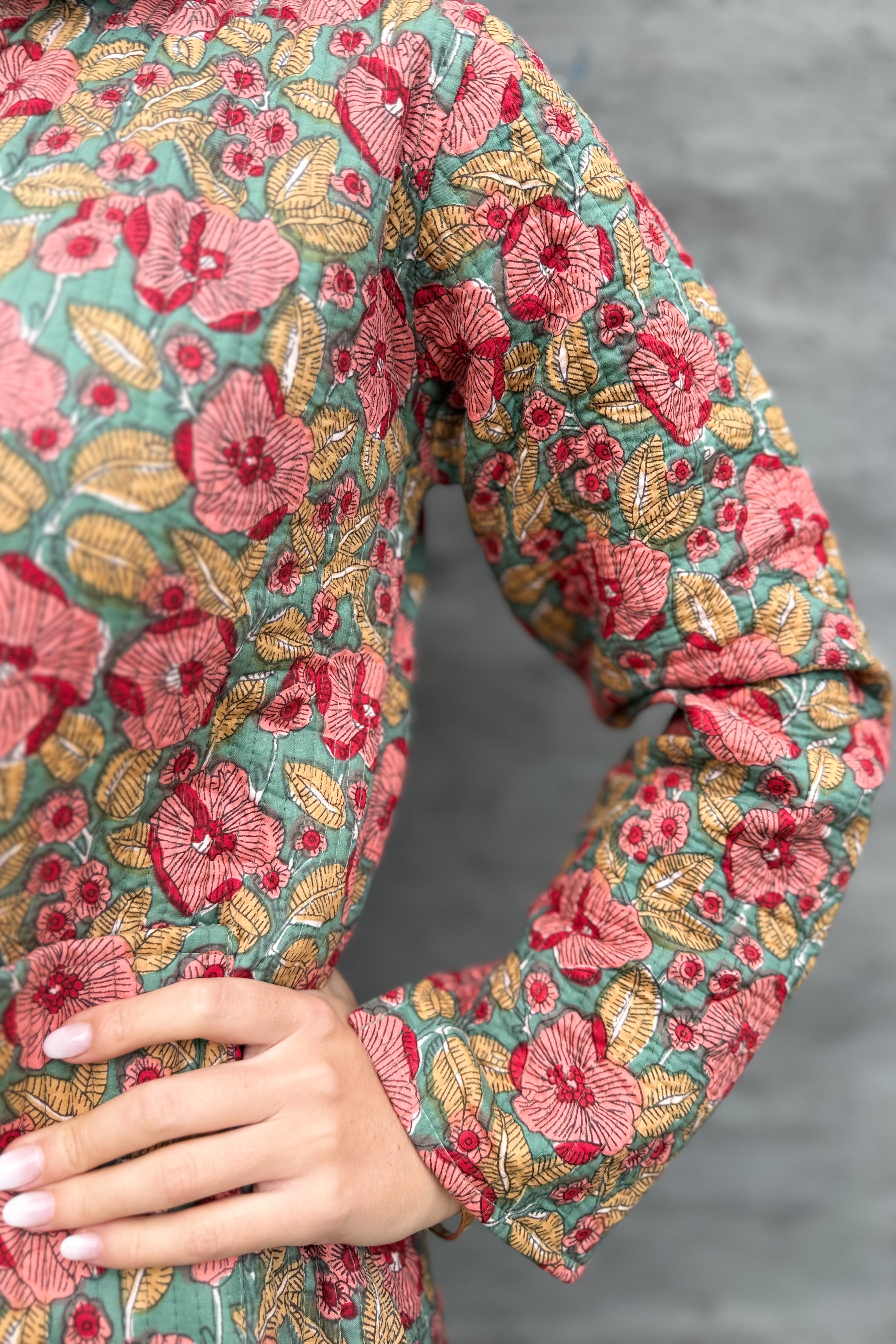 Quilted Cotton Jacket In Pretty Poppy