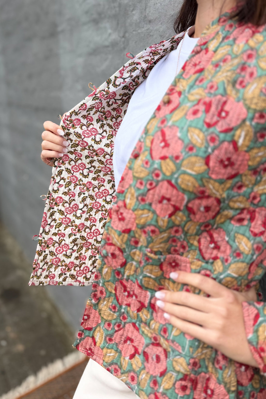 Quilted Cotton Jacket In Pretty Poppy