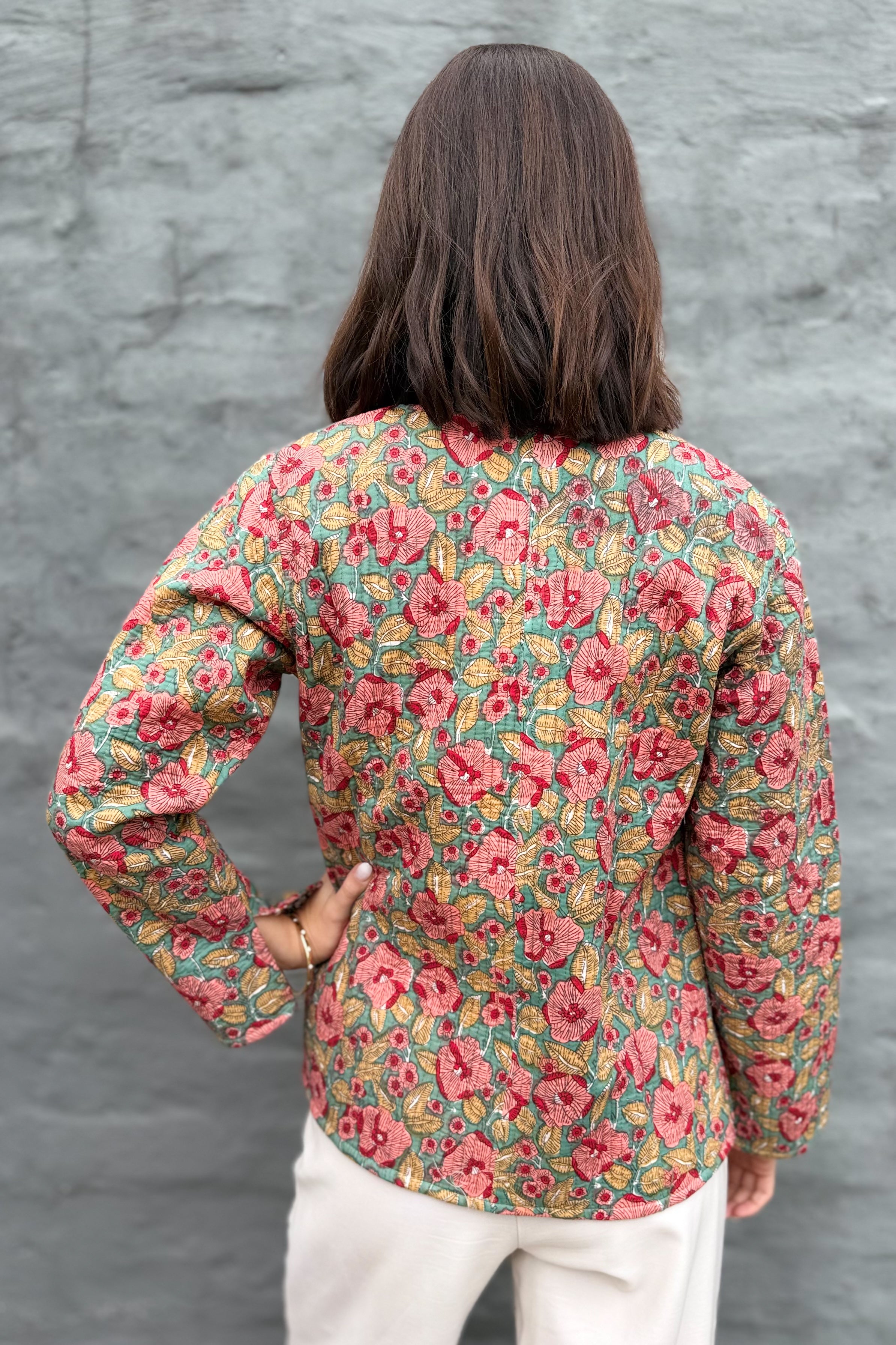 Quilted Cotton Jacket In Pretty Poppy