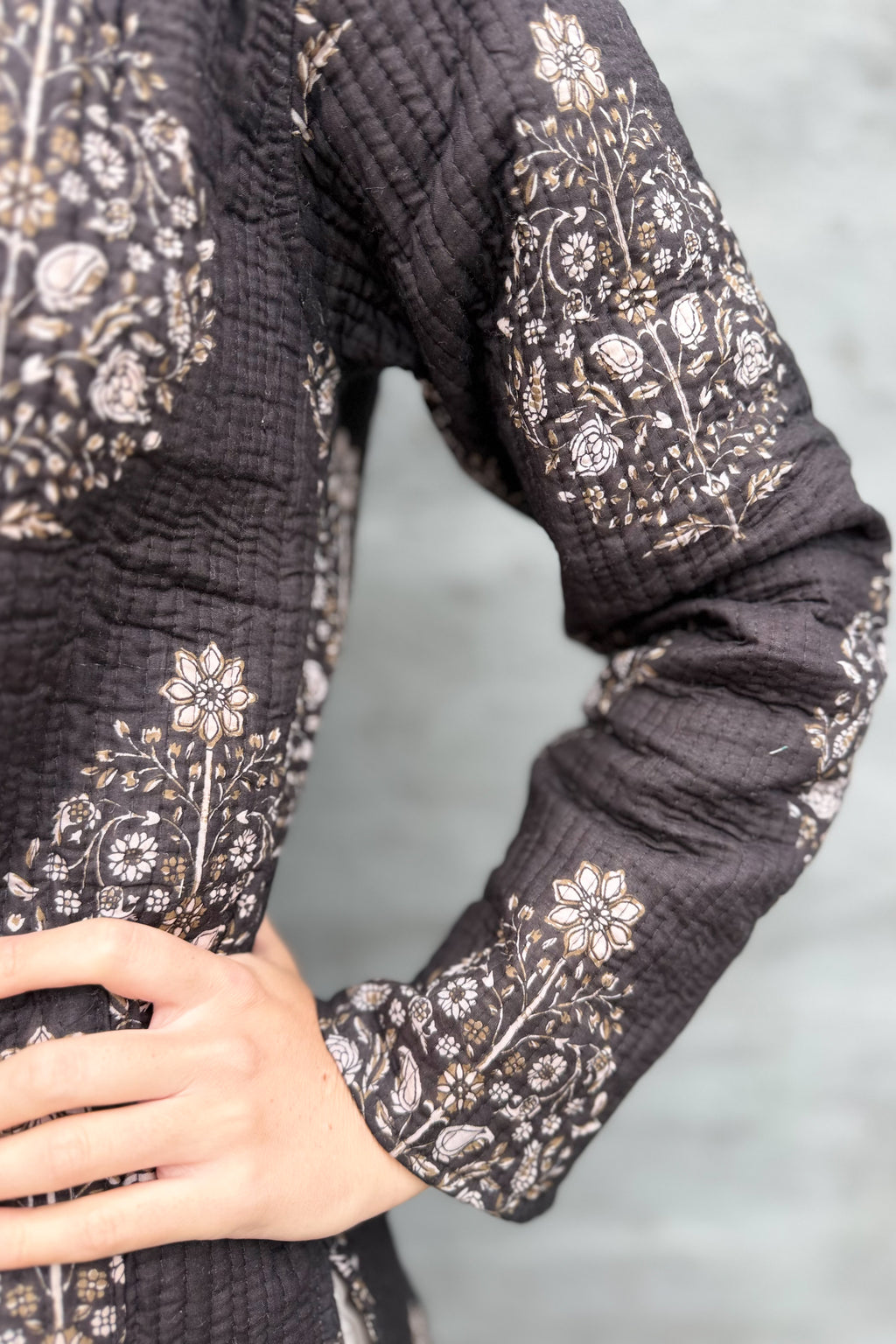 Quilted Cotton Jacket In Ebony Posy