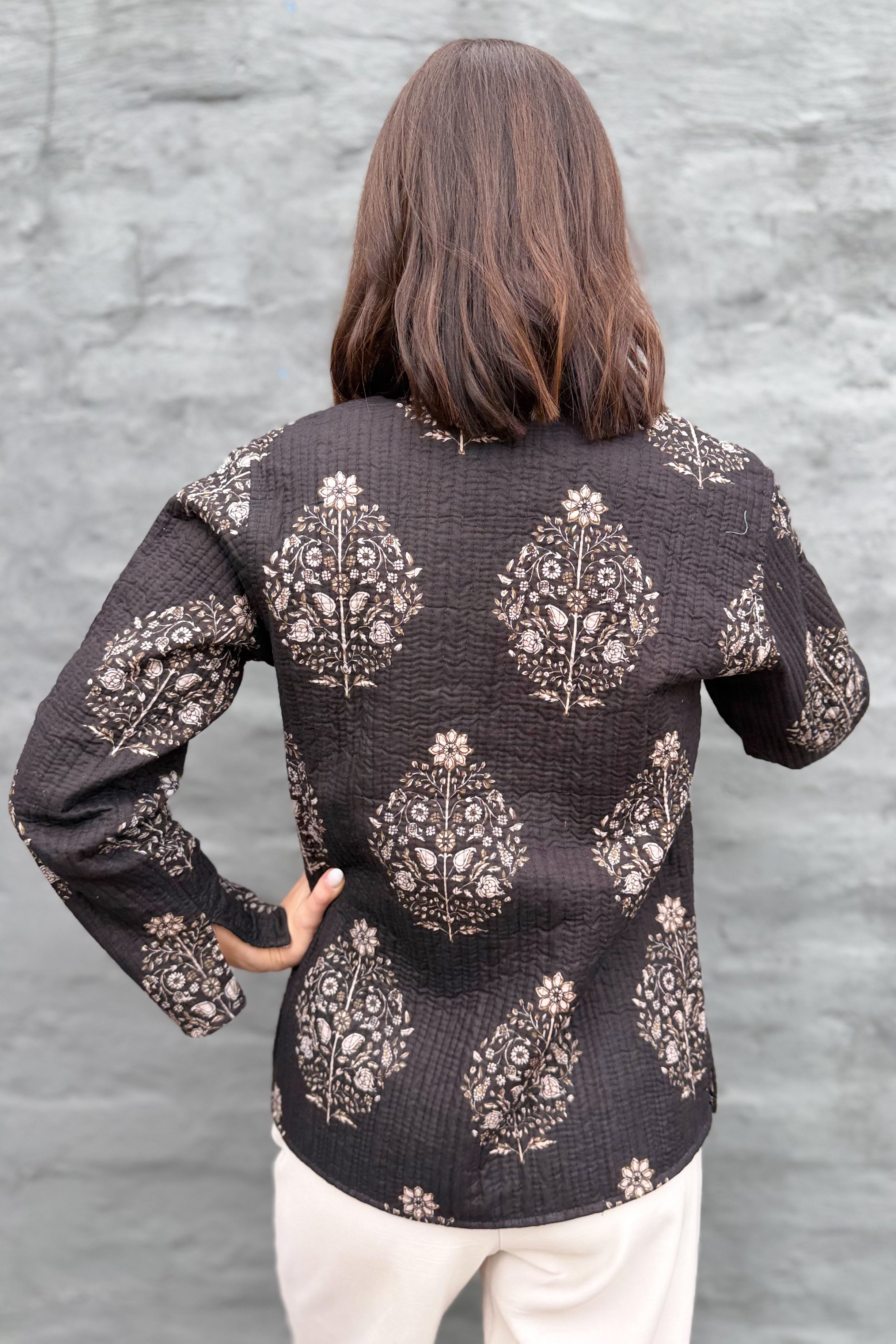 Quilted Cotton Jacket In Ebony Posy