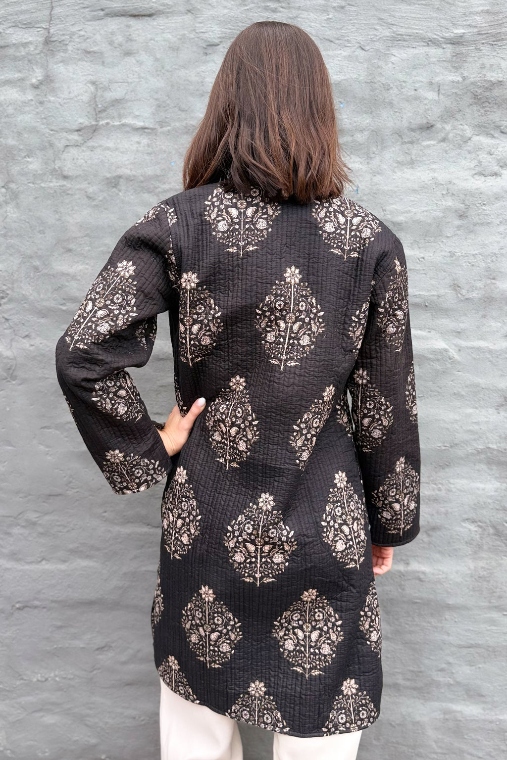 Quilted Cotton Coat In Ebony Posy